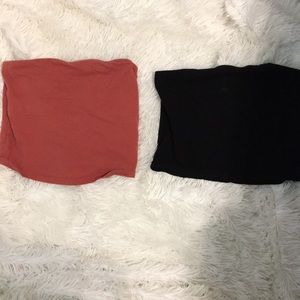Black and reddish tube tops